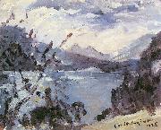 Lovis Corinth Walchensee mit Bergkette und Uferhang Germany oil painting artist